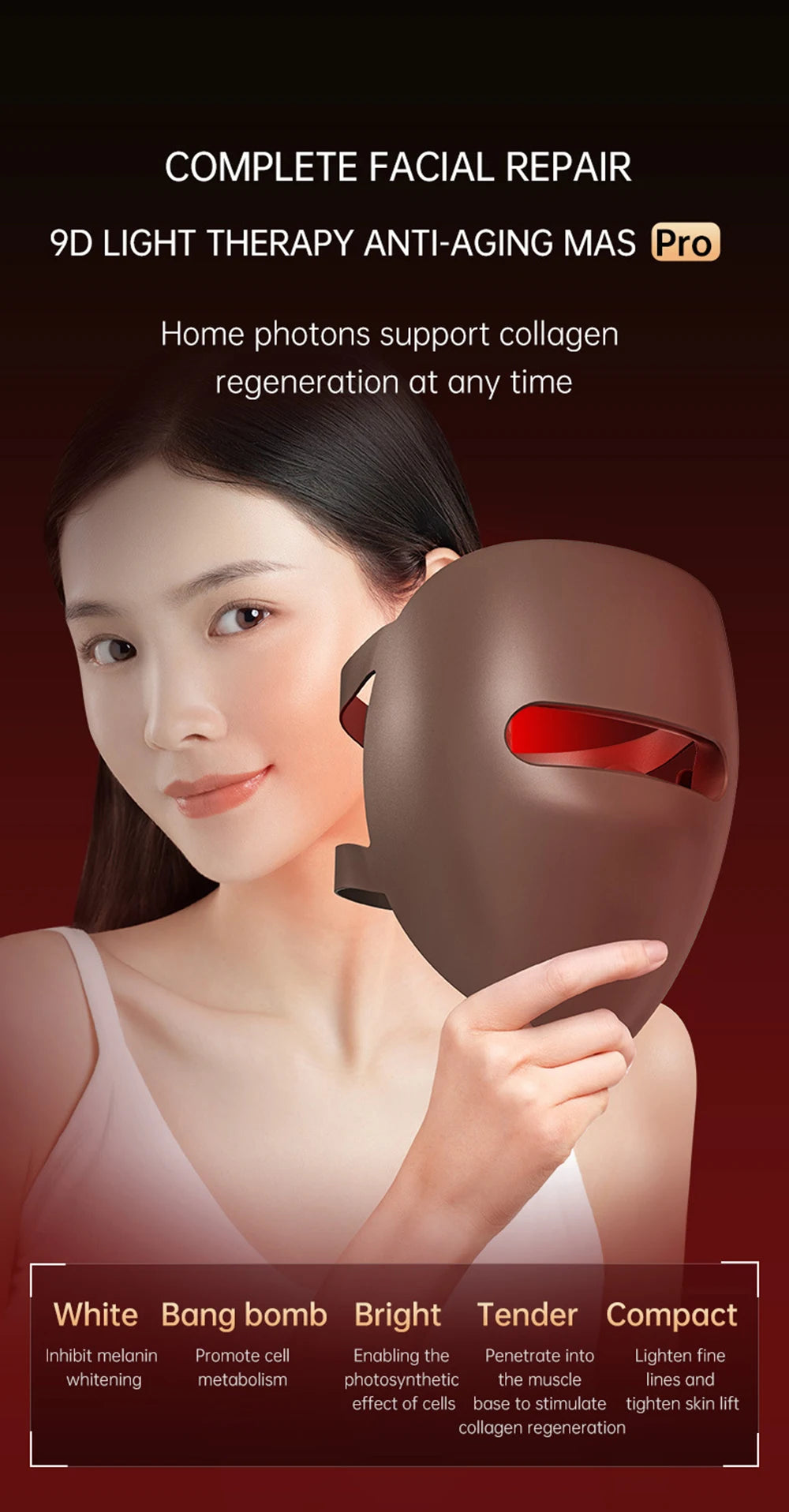 Home Use Red Light Therapy LED 4 Colors Facial Mask Skin Moisturize Rejuvenation Wrinkle Removal Anti Acne Shrink Pores Salon
