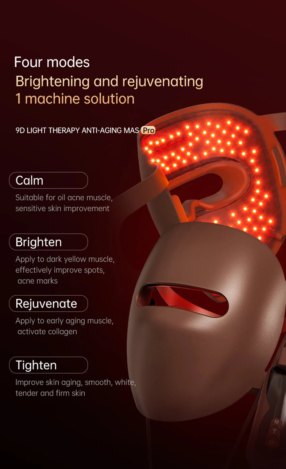 Home Use Red Light Therapy LED 4 Colors Facial Mask Skin Moisturize Rejuvenation Wrinkle Removal Anti Acne Shrink Pores Salon